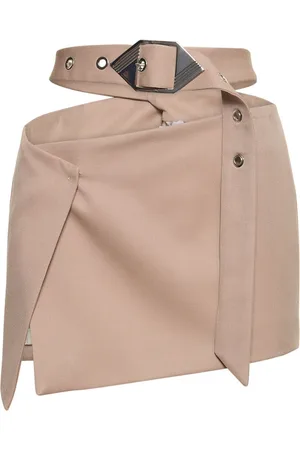 The Attico Gabardine Cutout Belted Mini Skirt