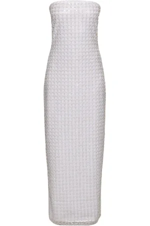 ROTATE Beaded Strapless Midi Dress