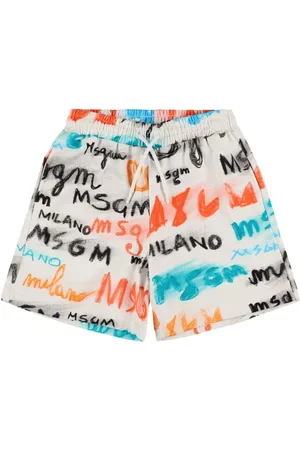 Msgm Printed Cotton Sweat Shorts