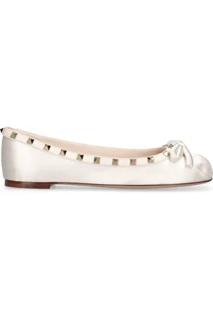 VALENTINO GARAVANI 5mm Rockstud Satin & Leather Flats
