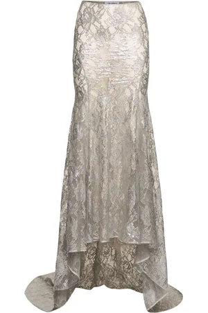 The Attico Vintage Effect Embroidered Lace Skirt