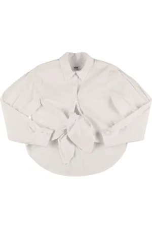 Msgm Cotton Blend Poplin Shirt W/knot