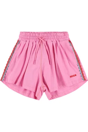 Msgm Embroidered Cotton Jersey Shorts