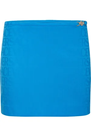 VERSACE Logo Wool Jacquard Mini Skirt