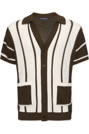 Frescobol Carioca Fabricio Striped Crochet Knit Shirt