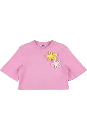 Msgm Cotton Jersey T-shirt W/appliqué