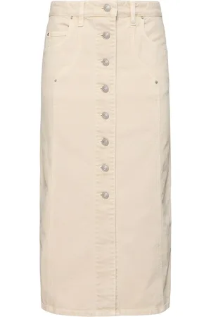 Marant Etoile Vandy Cotton Denim Buttoned Midi Skirt