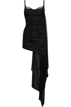 MUGLER Draped Tech Jersey Mini Dress