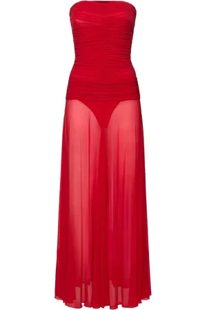 MAGDA BUTRYM Strapless Draped Jersey Long Dress