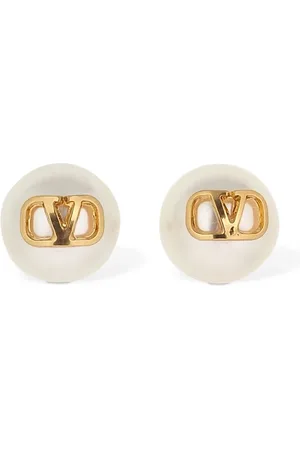 VALENTINO GARAVANI V Logo & Faux Pearl Stud Earrings