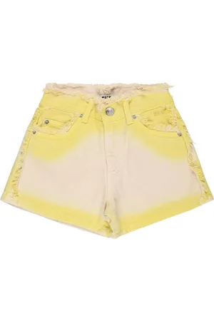 Msgm Airbrushed Effect Cotton Denim Shorts