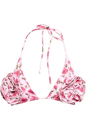 MAGDA BUTRYM Printed 3d Flower Triangle Bikini Top