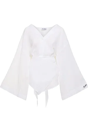The Attico Mousseline Wraparound Mini Shirt Dress