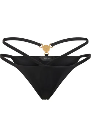 VERSACE Lycra Logo Double Strap Bikini Bottom