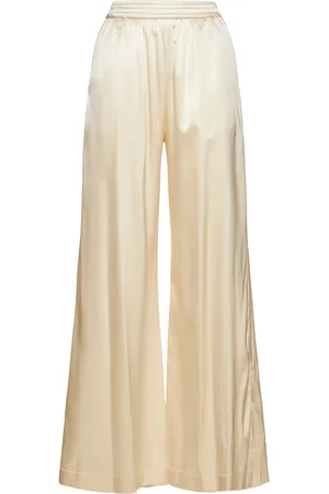 ERMANNO SCERVINO Silk Blend Elastic Waist Wide Pants