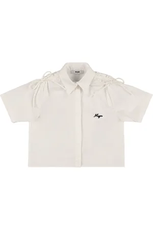 Msgm Cotton Blend Poplin Shirt W/bows