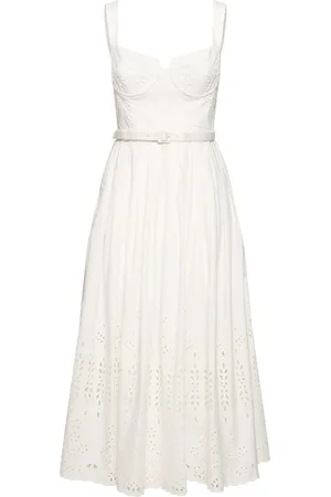 Self-Portrait Embroidered Cotton Midi Dress
