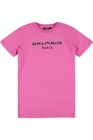 Balmain Printed Logo Cotton Jersey T-shirt Dress