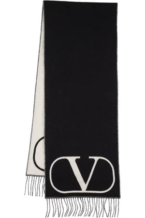 VALENTINO GARAVANI V Logo Intarsia Wool & Cashmere Scarf