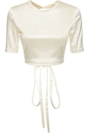 Patou Open Back Stretch Satin Top W/bow