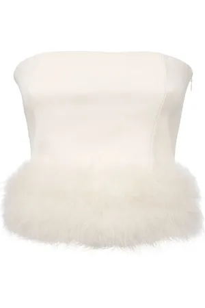 BLUMARINE Sable Strapless Top W/feathers