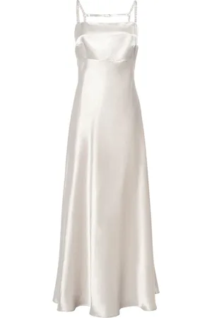 Max Mara Baden Satin Sleeveless Flared Midi Dress