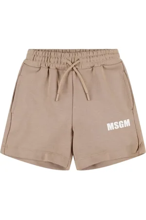 Msgm Logo Cotton Sweat Shorts