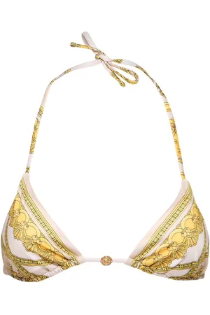 VERSACE Printed Lycra Triangle Bikini Top