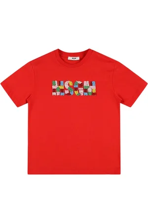 Msgm Printed Logo Cotton Jersey T-shirt