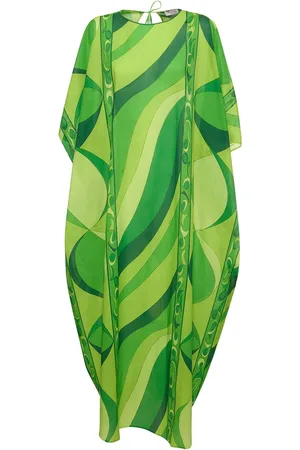 Puccini Pesci Cotton Voile Long Kaftan Dress