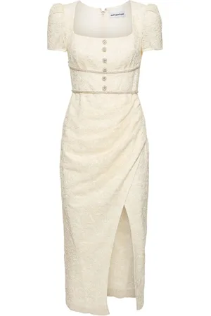 Self-Portrait Buttoned Lace Short Sleeve Midi Dress