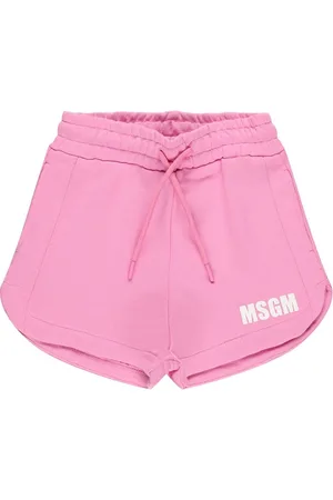 Msgm Printed Logo Cotton Sweat Shorts