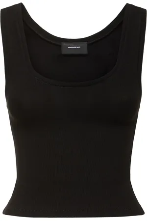 WARDROBE.NYC Crop Stretch Cotton Jersey Tank Top