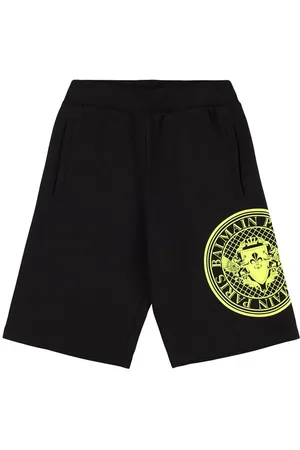 Balmain Printed Cotton Fleece Sweat Shorts
