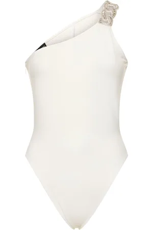 DAVID KOMA Crystal Chain One Shoulder Bodysuit