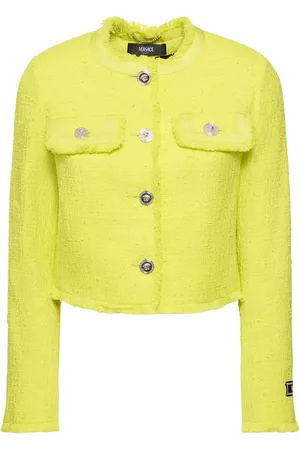 VERSACE Cotton Blend Tweed Crop Jacket