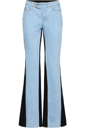 MUGLER Low Rise Cotton Denim Flared Jeans