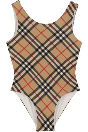 Burberry Check Print Nylon One Piece Swimsuit