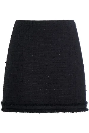 VERSACE Shiny Cotton Blend Tweed Mini Skirt