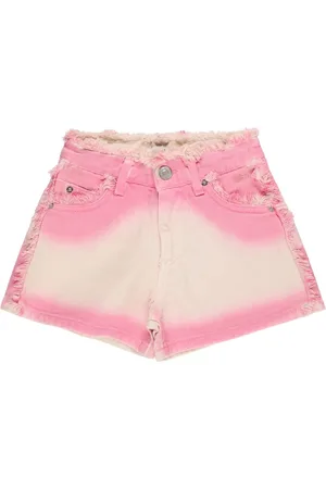 Msgm Airbrushed Effect Cotton Denim Shorts