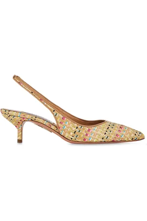 Aquazzura 50mm Purist Raffia Slingback Flats