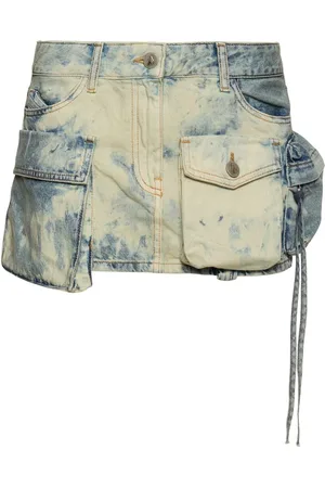 The Attico Fay Bleached Denim Cargo Mini Skirt