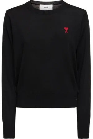 Ami Red Ami De Coeur Wool Crewneck Sweater