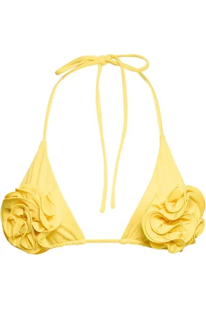 MAGDA BUTRYM Jersey Triangle Bikini Top W/roses