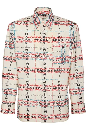 Marni All Over Logo Print Cotton Poplin Shirt