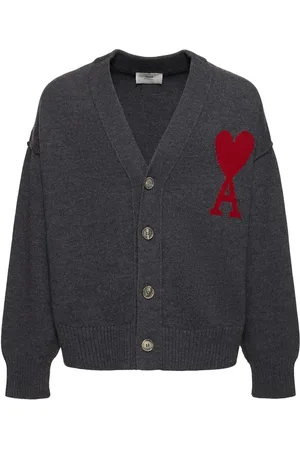 Ami Logo Wool Knit Cardigan
