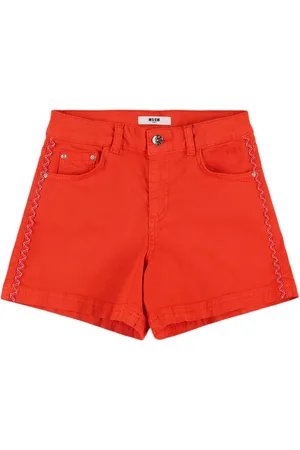 Msgm Embellished Cotton Blend Denim Shorts