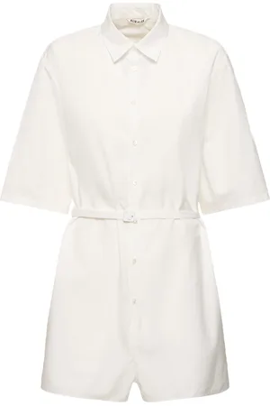 Auralee Short Sleeve Buttoned Cotton Jumpsuit