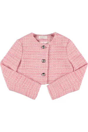 MONNALISA Printed Cotton Blend Bouclé Jacket