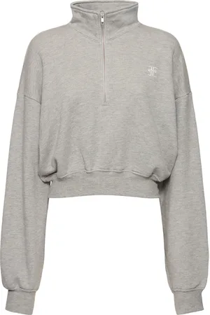 ÉTERNE Cropped Half-zip Cotton Blend Sweatshirt